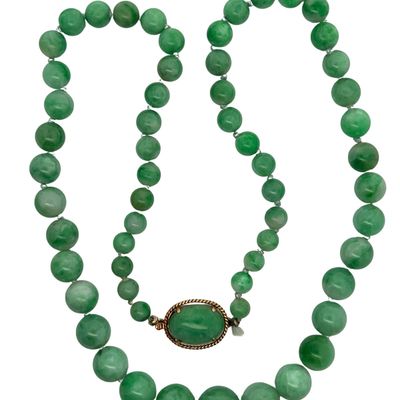 5.5-11mm Hand-knotted Jadeite Jade Bead Necklace 20"