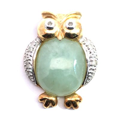 Light Green Gemstone Owl Pendant