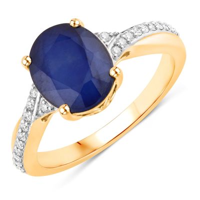 Natural Blue Sapphire and Diamond Ring