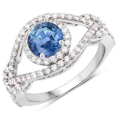 Natural Sapphire and Diamond Ring - Great Color