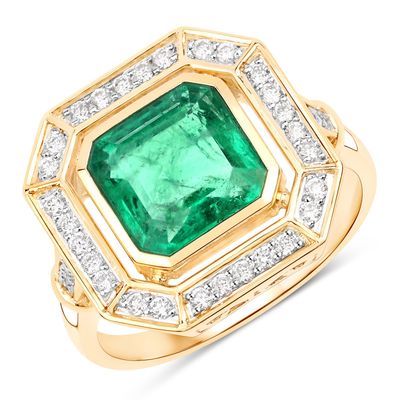 IGI Certified Zambian Emerald and Natural Diamond Ring
