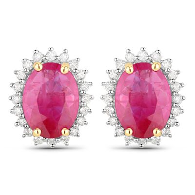 2.88ctw Natural Ruby with Diamond Halo Earrings