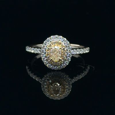 18K Double Halo Fancy Diamond Ring