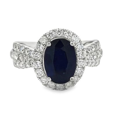 Oscar Friedman GIA Certified Sapphire & Natural Diamond Ring