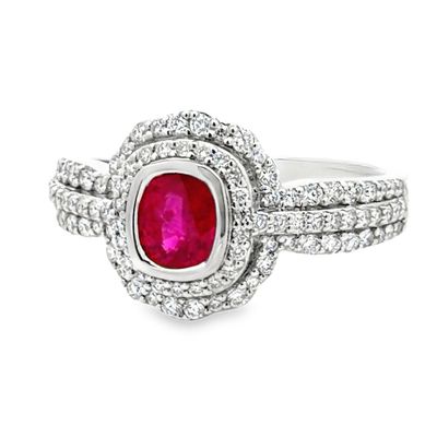 GIA Certified Burmese Ruby & Natural Diamond Cocktail Ring