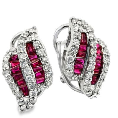 Natural Ruby and Diamond Earrings