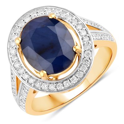 4.32 Carat Natural Blue Sapphire and Diamond Ring