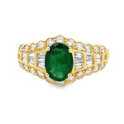 Natural Emerald and Diamond Ring