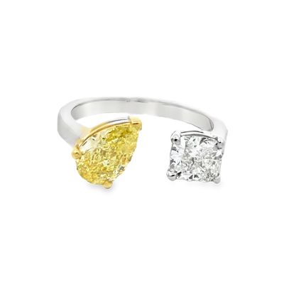 GIA Certified Fancy Yellow & White Diamond Toi Et Moi Ring