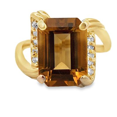 6.3 Carat Natural Citrine and Diamond Ring