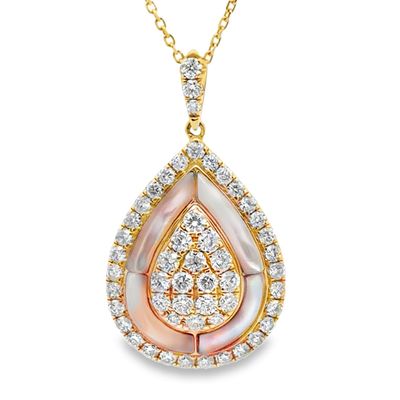 Natural Diamond and Mother of Pearl Pendant on Chain