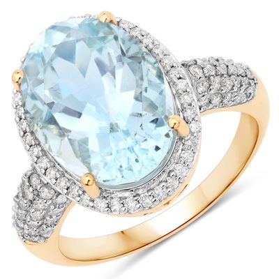 4.95 Carat Natural Aquamarine and Diamond Ring