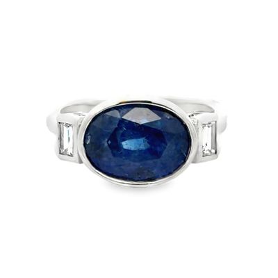GIA Certified Ceylon Sapphire & Natural Diamond Ring by Oscar Friedman