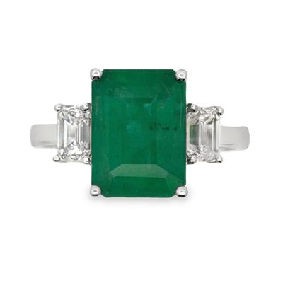 GIA Certified Emerald & Natural Diamond Ring by Oscar Friedman