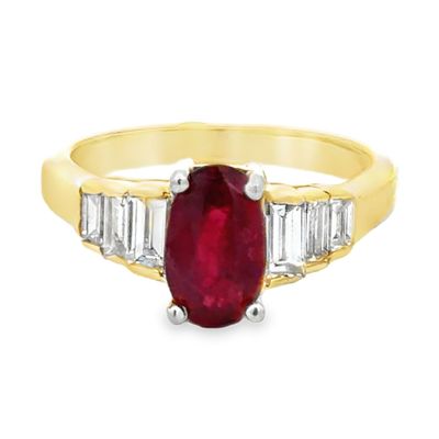 GIA Certified No Heat Ruby & Natural Diamond Ring