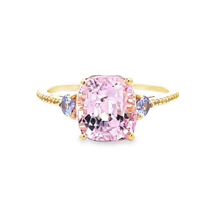 Natural Kunzite, Tanzanite & Sapphire Ring