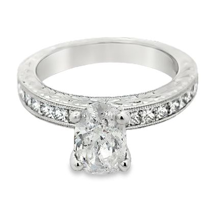 Oval-cut Natural Diamond Engagement Ring