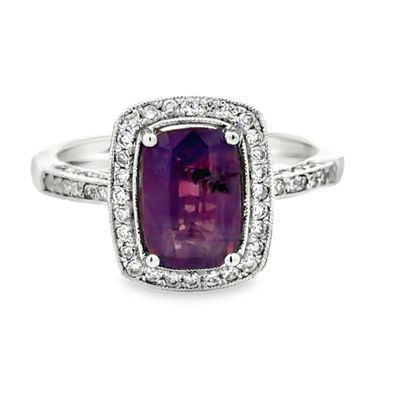 GIA Certified No Heat Kashmir Sapphire & Natural Diamond Ring by Oscar Friedman