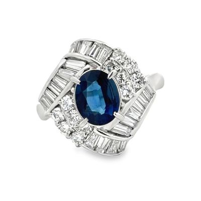 Natural Sapphire and Diamond Ring