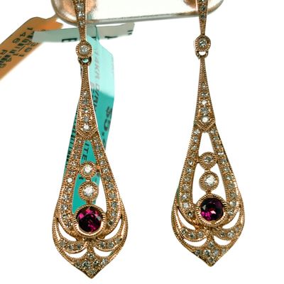 EFFY Fancy Natural Rhodolite & Diamond Dangle Earrings