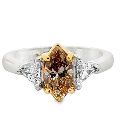 18K Platinum Fancy Brown Natural Diamond Ring