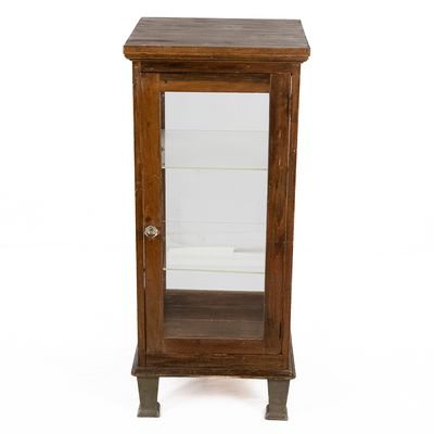 Antique Tabletop Wood & Glass Curio Cabinet