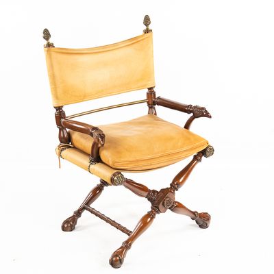 Empire Revival Tan Leather Directors Chair
