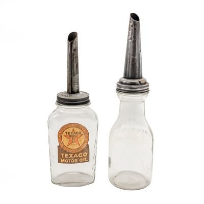 (2) Vintage Texaco  & Duraglass Motor Oil Bottles