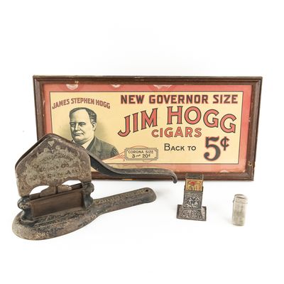 Tobacco Cutter Jim Hogg Framed Advertisment & More