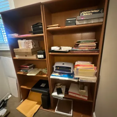 Bookshelves & office supplies