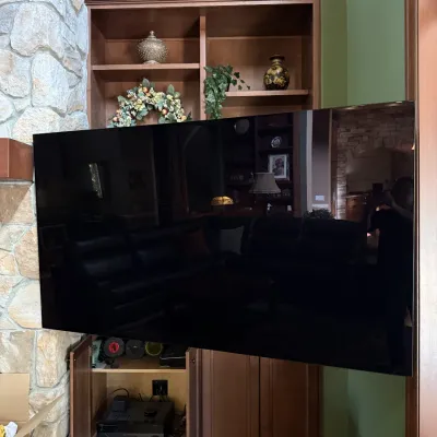 LG 77-inch OLED TV model label, manufactured in June 2018.
