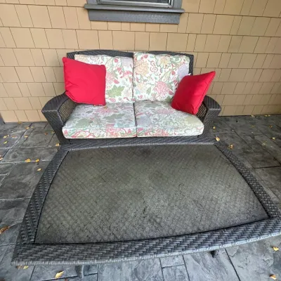 Patio furniture - loveseat & table