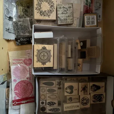 Rubber and clear crafting stamps