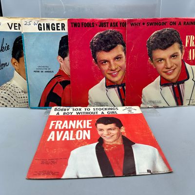 (5) Frankie Avalon Chancellor Label 45 RPM Records - #1021, #C 1031, #C 1036, #C-1040, and #C-1045 - Original Picture Sleeves