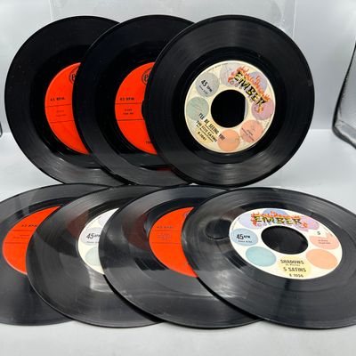 (7) The Five Satins Ember Label 45 RPM Records - Doo-Wop 45 RPM 7-inch Singles - Orange and Flame Label Variations