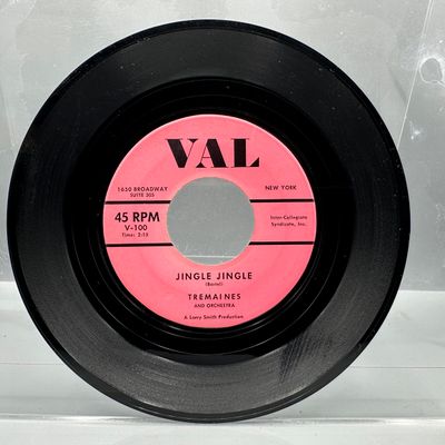 1957 Val Records Tremaines and Orchestra "Jingle Jingle" / "Moon Shining Bright" 45 RPM Record - #V-100 - Rare New...