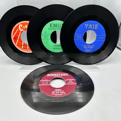(4) The Five Discs Cheer, Emge, Yale, and Downstairs Label 45 RPM Records - Original New York area doo-wop pressings