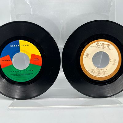 (8) 1970s & 80s MCA, I.R.S., Chrysalis, and Columbia Label 45 RPM Records W/ Big Stars Inc. Elton John, Blondie, Go-Go's, and...