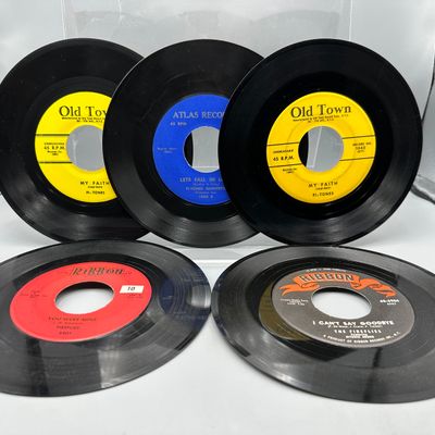 (5) Assorted Old Town, Atlas, and Ribbon Label 45 RPM Records - Includes Fi-Tones and Fireflies - Featuring You Were Mine and My Faith