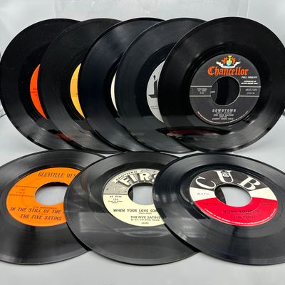 (8) The Five Satins Chancellor, Glenville, Cub and Various Labels 45 RPM Records - Featuring (I'll Remember) In The Still Of The Night