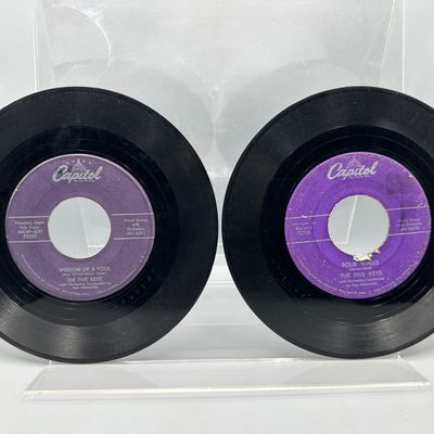 1956-1957 The Five Keys Capitol Label 45 RPM Records - #F3597 and #F3710 - "Wisdom of a Fool" and "Four Walls" -...