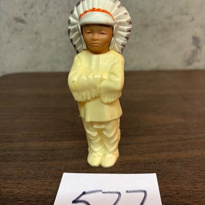 Vintage 1950s Blow Mold Indian Native American Hard Plastic Chief 5.5 Inch Tall