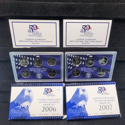 2006-S & 2007-S U.S. State Quarter Proof Sets In OGP w/ COA - Lower Mintages!