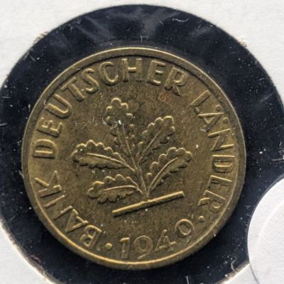 1949-F (Stuttgart Mint) 5 Pfennig - Scarce