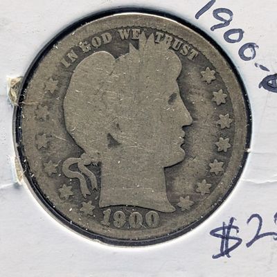 1900-O Barber 90% Silver Quarter - 126 Years Old!