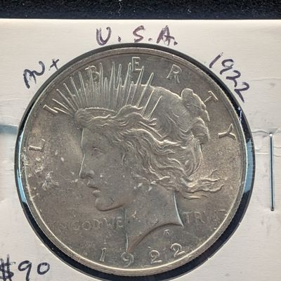 1922 Peace 90% Silver Dollar