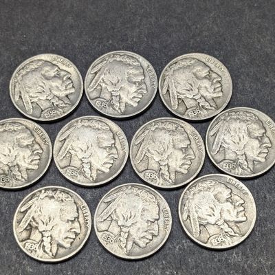 (10) 1936 Indian Head Buffalo Nickels