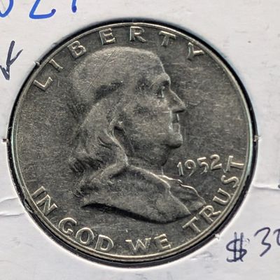 1952 Franklin 90% Silver Half Dollar - Korean War Era!