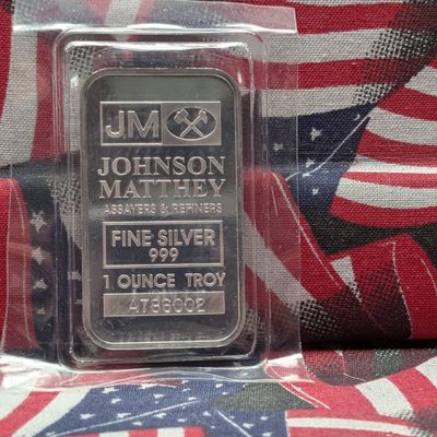 1 Troy Ounce .999 Silver, JOHNSON MATTHEY, Sealed, BU