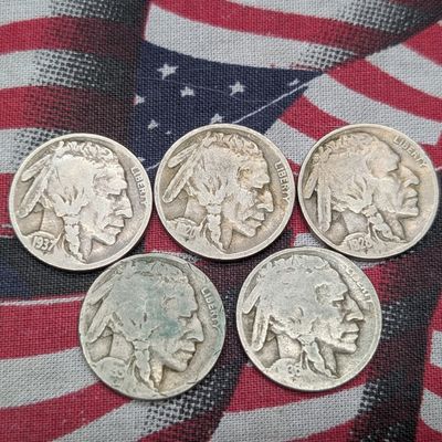 1920, 1928, 1935-S, 1936-D and 1937 Indian Head Buffalo Nickels